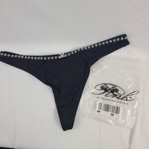 Pink By Frankies Bikinis Womens Black & White Bikini Bottom Sz XXL Daisy Trim